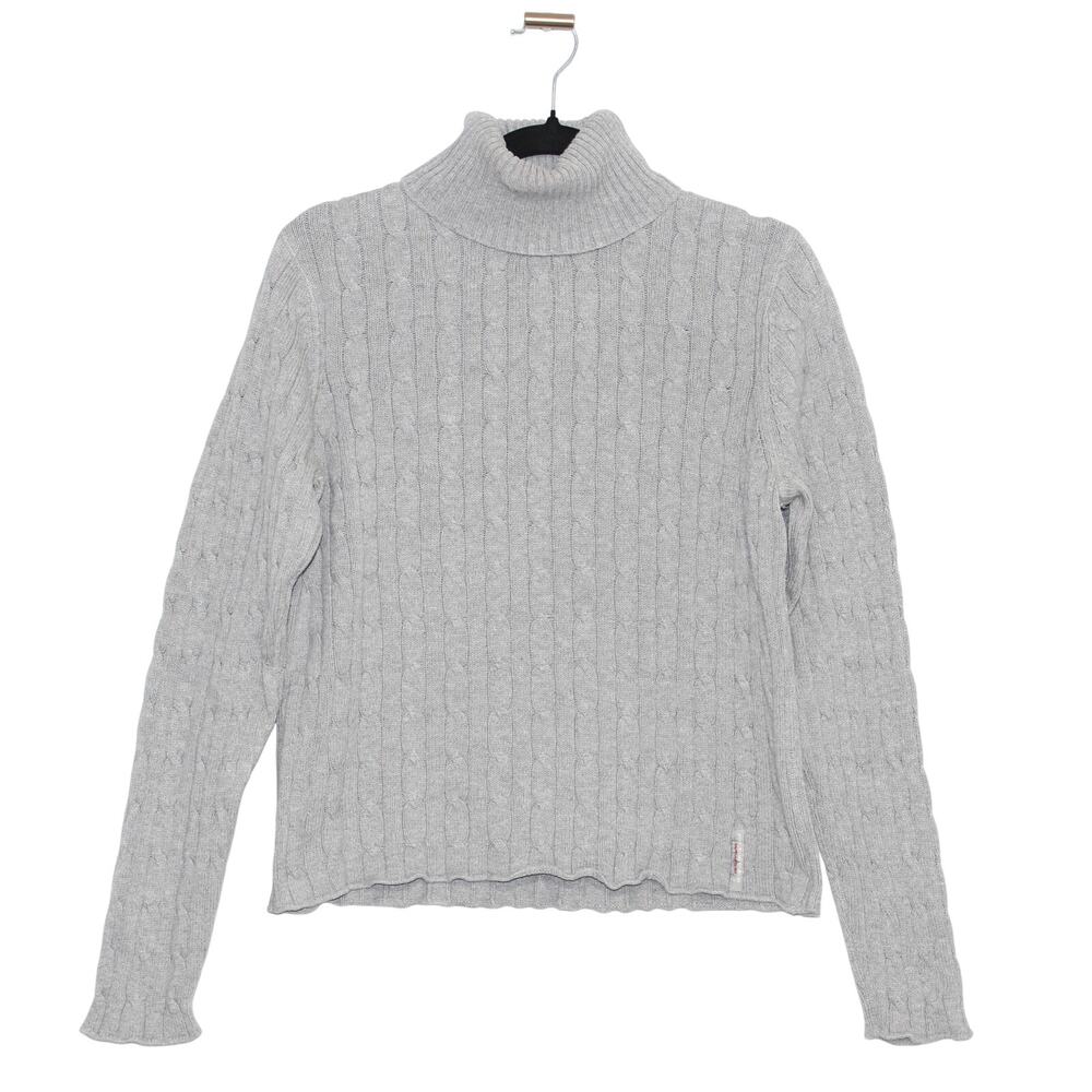 Polo Ralph Lauren Cable Knit Turtleneck Sweater Gray Size XL Made in USA